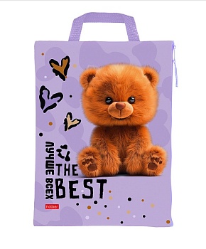 NSm_354115 Сумка - папка  с ручкой А4ф 257х344мм для тетрадей  -Пушистый мишка- в индив.упак.