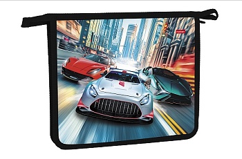 AMc_01018 Папка для тетрадей Пластиковая А5ф 1 отделение 205х240х40мм на молнии-Ночные гонки- в инди