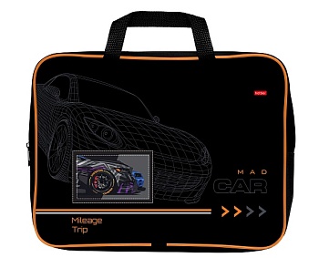 NSn_31112 Сумка Текстильная с РУЧКАМИ А4ф 350х265х40мм для тетрадей  -MAD CAR- в индив.упак.