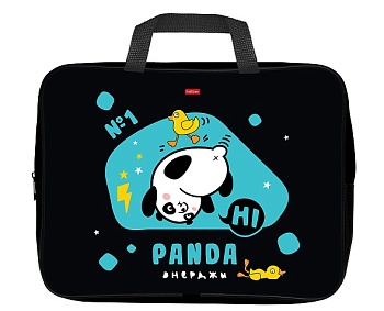 NSn_31108 Сумка Текстильная с РУЧКАМИ А4ф 350х265х40мм для тетрадей  -Панда энерджи- в индив.упак.