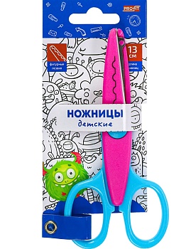 TM "Profit" Ножницы детские, розово-голубые. МОНСТРИКИ 13 см (НЖ-1152) с фигур.лезв,в к/б, кр 12/480