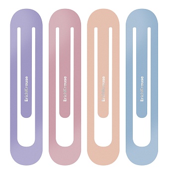 Набор из 4 закладок пластиковых ErichKrause Soft Manga, овальные, ассорти (12 наборов в пакете)