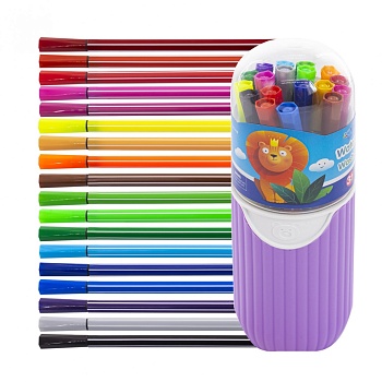 Фломастеры, 18 цв, Yalong, корпус шестигранный, "Слоник" вентилируемый колпачок, ассорти, пластиковы