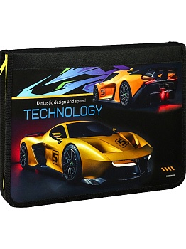 Папка для труда на молнии по кругу  ТЕХНОЛОГИЧНЫЙ СУПЕРКАР (ПТР-8612) лам.карт, ткань, 340х235мм