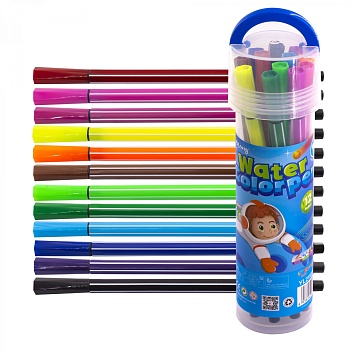 Фломастеры, 12 цв, Yalong, корпус шестигранный, "Космонавт" вентилируемый колпачок, пластиковый пена