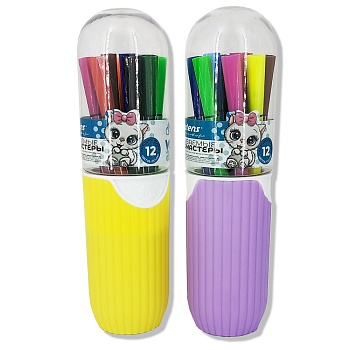 ФЛОМАСТЕРЫ, 12 ЦВЕТОВ, DARLENS «KITE», СМЫВАЕМЫЕ, КРУГЛЫЙ КОРПУС