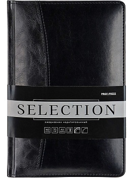 Ежедневник A5, 160л. недатир. SELECTION черный, серебристый срез (160-6641), кожзам