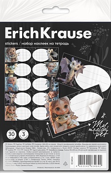 Наклейки на тетрадь ErichKrause Magic Pet, 3 листа, в пакете с европодвесом