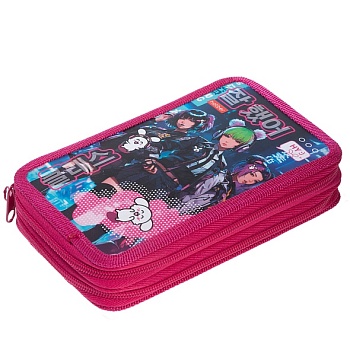 NPn_47100 Пенал 190х110мм 2 отделения на молнии мат.ламин. 3D лак -K-POP- с табл.умножения в индив.у