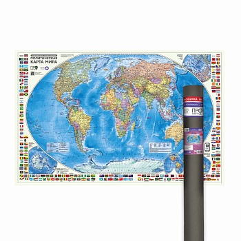 ПРОкарта интерактивная МИР полит. с флагами, 124х80 см, 1:24 млн, в тубусе (ISBN нет)