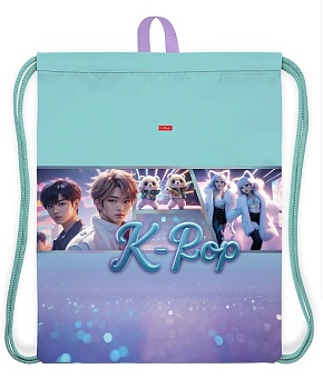 NMn_19040 Мешок для сменной обуви 41х49 см с петлей для подвеса 1 отделение  -K-pop music-  в индив.