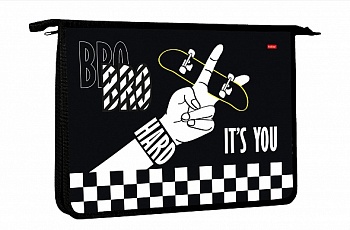 AMc_23044 Папка для тетрадей Пластиковая А4ф Hatber 2 отделения 240х340х75мм на молнии-Bro-  в индив