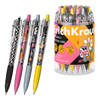 Карандаш механический ErichKrause Butterfly Positive Vibe 0.7 мм, с ластиком, НВ (в тубусе по 24 шт.