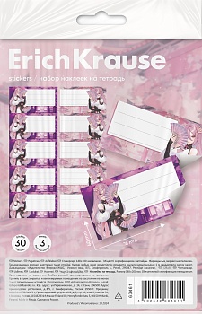 Наклейки на тетрадь ErichKrause Manga, 3 листа, в пакете с европодвесом
